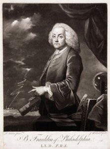 Benjamin Franklin, amerikansk teoretiker om statisk elektricitet av Unbekannt