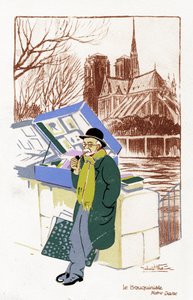 Bokhandlare ("Le Bouquiniste"), Paris, ca 1900 av Unbekannter Künstler