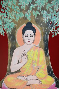 Buddha ger en välsignelse. Thangka, Katmandu, Nepal av Unbekannt