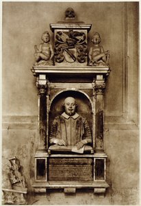 Byst av William Shakespeare (1564-1616) och inskription (s/v foto) av Unbekannt