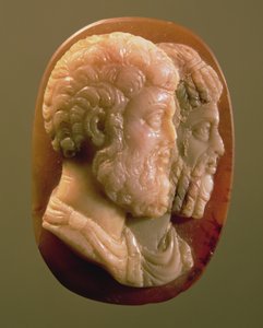 Cameo föreställande Marcus Aurelius (121-180) och Lucius Verus (130-169) Roman (onyx) av Unbekannt