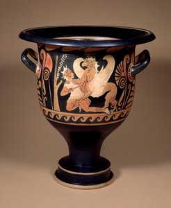 Kampanisk klockkrater med röd figur dekorerad med en arimasp i strid med en stor griffin, c.340 f.Kr. (keramik) av Unbekannt