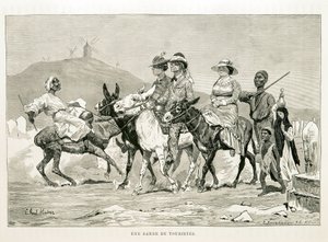 Tecknad film av västerländska turister i Egypten - Illustration från Atlas of Egypt av Unknown