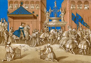 Karl VII - porträtt av den franske kungen till häst på väg in i Paris av Unbekannter Künstler