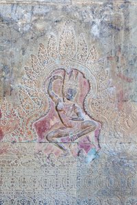 Dansande Apsara-relief på den yttre västra väggen, Angkor Wat, Kambodja (foto) av Unbekannter Künstler