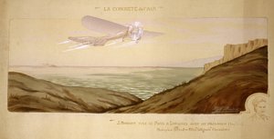 Början av flyget: John Moisant genomförde den första passagerartransporten över Engelska kanalen, med sin mekaniker i sitt tvåsitsiga Bleriot-plan den 17 augusti 1910 av Unbekannt