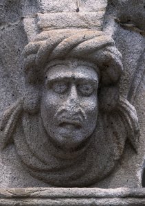 Detalj av en fris på en historisk byggnad på Republic Square (Praca da Republica) i Viana Do Castelo. Portugal av Benjamin Baud