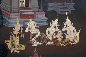 Detalj av en väggmålning i Uposatha (helgedomshallen) i Buddhapadipa-templet, Wimbledon, Grande-Bretagne av Unbekannt