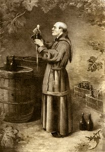 Dom Perignon upptäcker mossa 1714 - tidigt 1900-tal (gravyr)