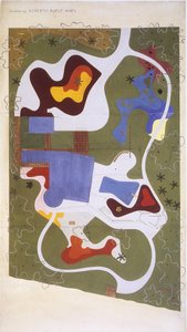 Ritning av en trädgård skapad av Roberto Burle Marx/landskapskonstnär/målare/botanist/skulptör/musiker av Unbekannt