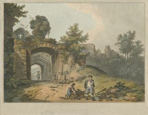 Dudley Castle - The Keep: färgad akvatintgravyr och [?1800-talet] av Unbekannt