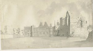 Dudley Castle - The Keep: sepiatvättteckning, nd [c 1790] av Unbekannt