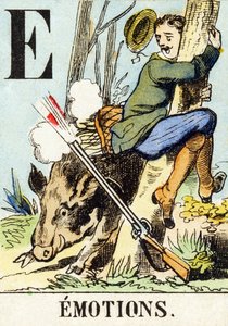 E : Emotions - The Hunting Alphabet, c.1890 (gravyr) av Unbekannt