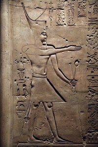 Egypten, Medamud, Montu tempeldörr, detalj, 221-205 f.Kr. av Unbekannter Künstler