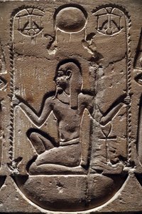 Egypten, Medamud, Montu tempeldörr, detalj 221-205 f.Kr. av Unbekannter Künstler
