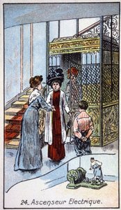 Elektrisk hiss, ca 1910 (illustration) av Unbekannter Künstler