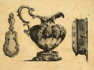 Gravyr som föreställer tre skönhetsaccessoarer av prins Pavel (Paul) Grigoryevich Demidoff (1738-1821) av Unbekannt