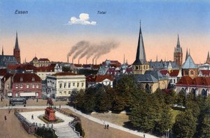 Essen, Tyskland - Vy över stadens centrum, tidigt 1900-tal (vykort) av Unbekannter Künstler
