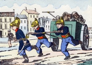brandmän. Gravyr i "Barns militäralfabet"". Bildspråk av Pont-a-Mousson, cirka 1890. 20 sidor. Sol: 28,5x21cm av Unbekannt