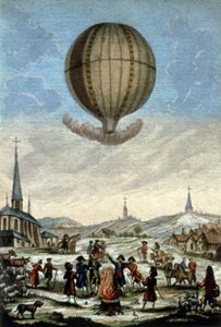 Första Montgolfier-ballonguppstigningen i Annonay av Unbekannter Künstler