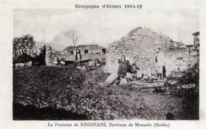 Första världskriget (1914-1918) - Östlig kampanj: Negocani-fontänen i Serbien (för närvarande makedoinska) - Vykort av William M. Timlin