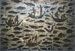 Fiskeplats, mosaik, romersk civilisation, 300-talet e.Kr