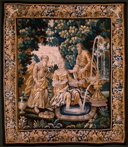 Flämischer Wandteppich. Susanna und die Ältesten. Atelier von Oudenaarde