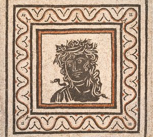 Golvmosaik med en bild av en årstid i mitten, tredje århundradet e.Kr., Roms nationalmuseum (museo nazionale romano), Rom, Italien av Unbekannter Künstler