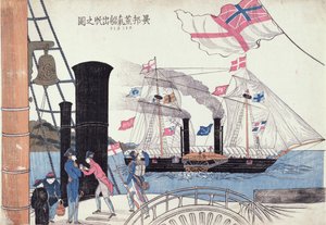 Utländska ångfartyg, Nagasaki, Japan av Unbekannter Künstler
