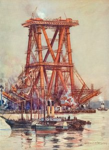 Forth Bridge, Schottland, im Bau. ca. 1880-1890