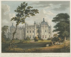 Forton - Aqualate Hall: tonad akvatintgravyr, nd [c 1814] av Unbekannt