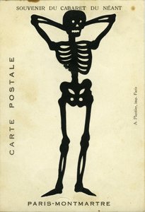 Frankrike, Ile-de-France, Paris (75): Reklam för cabaret du Neant de Montmartre som föreställer en skelettdecoupe av Unbekannter Künstler