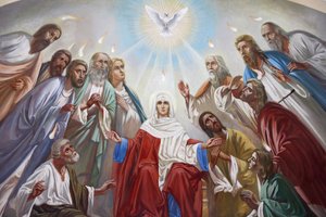 Fresk i den ryska ortodoxa kyrkan av den heliga treenigheten, Jerusalem, Israel av Unbekannt