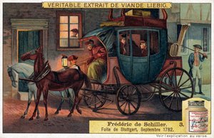 Friedrich Schiller - Flygning från Stuttgart, september 1782 (chromo) av Unbekannter Künstler