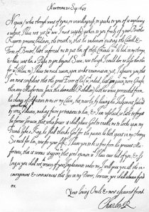 Vänligt brev från Charles I till hans brorson, prins Maurice, skrivet i Newtown, Powys, Wales, 20 september av Unbekannt