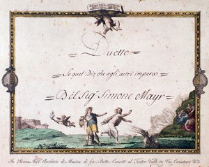 Frontispice av duetten Se quel dio che gli astri impera av Giovanni Simone Mayr. av Unbekannter Künstler