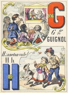 G H: Guignol, Cockchafer flugor! - Spelalfabetet, ca 1890 (illustration) av Unbekannt