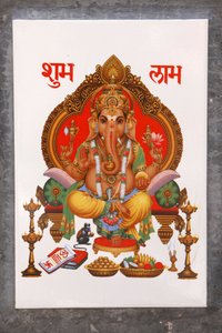 Ganesh bild på en keramisk kakel, Rishikesh, Indien av Unbekannt