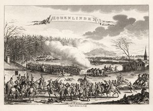 General Jean Victor Marie Moreau leder den franska revolutionsarmén till seger i slaget vid Hohenlinden över österrikarna och bayererna av Unbekannt
