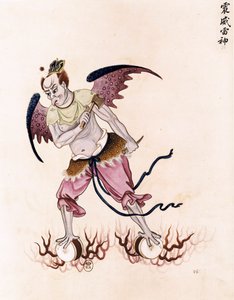 Ondskans ande inom taoistisk shamanism. Målning, kinesisk konst. av Unbekannter Künstler