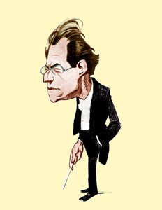 Gustav Mahler. Karikatyr av Oscar Garvens österrikiska kompositör, 7 juli 1860 - 18 maj 1911. Oscar Garvens 1874-1951 av Unbekannt