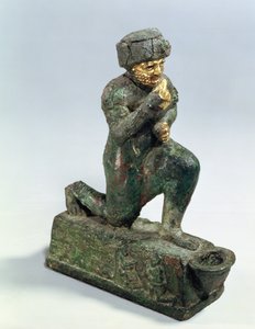 Hammurabi, kung av Babylon, ber framför ett heligt träd, ca 1750 f.Kr. (brons och guld) av Unbekannt
