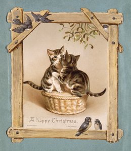"Glad jul säger kattungarna" (chromolitho) av Unbekannter Künstler