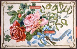 Blommor för gott nytt år, tidigt 1900-tal (vykort) av Unbekannter Künstler