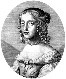 Henrietta Anne engelsk prinsessa och hertiginna av Orleans dotter till kung Karl I, hustru till Philippe av Orleans (bror till den franske kungen Ludvig XIV), gravyr av Unbekannter Künstler