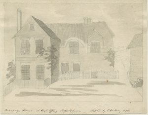High Offley - Prästgård: ritning med blyerts och tvätt, 1790 av Unbekannt