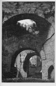 Det antika Roms historia. Caracalla-baden i Rom, Italien, var de näst största romerska offentliga baden, eller termerna, byggda i Rom mellan 212 och 216 e.Kr., under kejsar Caracallas regeringstid. av Unbekannt