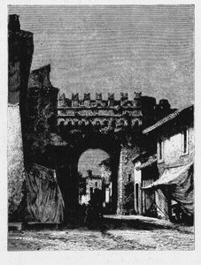 Det antika Roms historia. Porta Settimiana är en port i Aurelian-muren i Rom. av Unbekannt