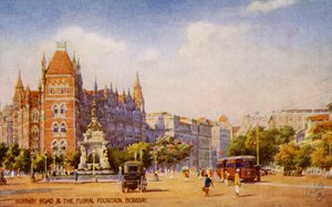 Hornby Road och Floral Fountain, Mumbai (Bombay) av Unbekannter Künstler