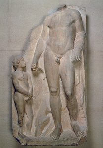 Huntsman, fragment från en relief på en begravningsstele, Attic, troligen tidigt 300-tal f.Kr. (marmor) av Unbekannt